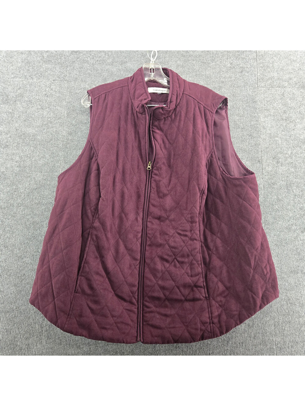 Croft & Barrow Womens Quilted Zip Up Vest Purple Sleeveless Jacket